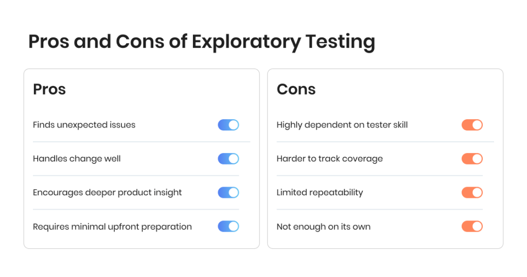 Pros and Cons of Exploratory Testing